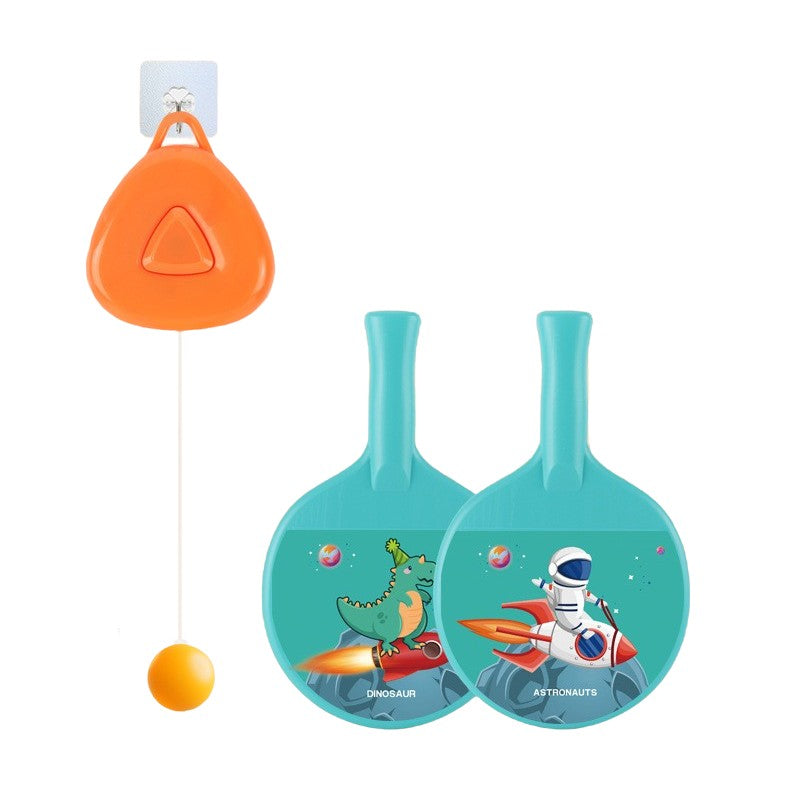 Set Palete pentru Tenis de Masa,  pentru Copii, Accesoriu de Agatat Inclus, 2 Mingi, Design Animat, Albastru