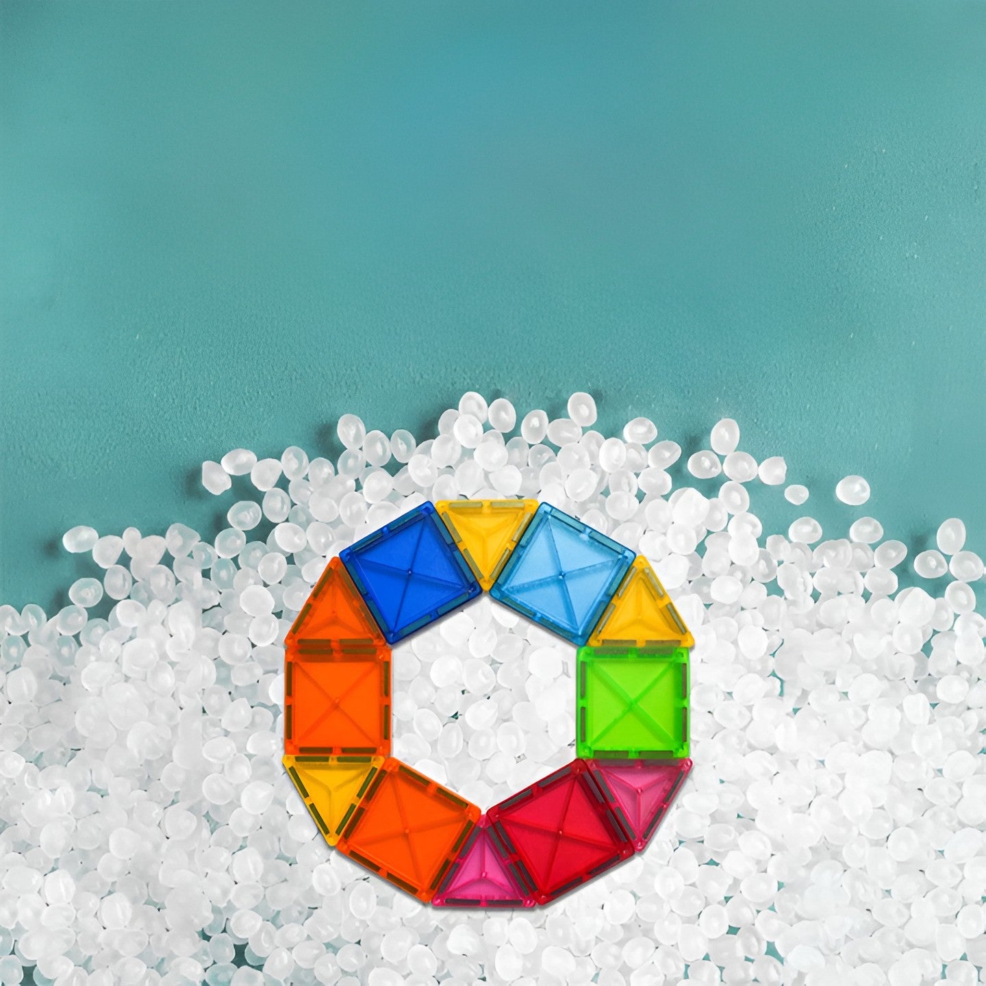 Set 88 Piese Magnetice de Constructie, Piese 5.5 cm, Magnetic Tiles, Forme Geometrice, 3 Ani, ABS, Magnet, 27.5 x 21.5 x 17 cm, Multicolor