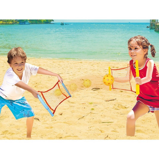 Joc Spikeball,  Joc in 2, pentru Plaja, Parcuri, Interior, 2 Plase, 2 Mingi, Multicolor
