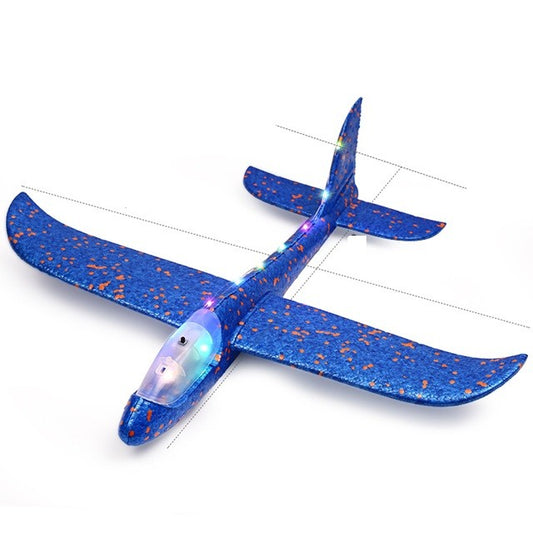 Pistol cu Lansator de Avion,  din Polistiren+Plastic, +3 Ani, Avion 24 cm, Lansare 10 m, cu Lumini, Rosu/Albastru