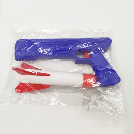 Pistol de Jucarie,  cu Lansator de Racheta, din Polistiren/Plastic, Lumina LED, +3 Ani, Rosu/Albastru