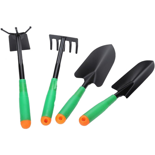 Set 4 Unelte de Gradina, pentru Plantare Prelucrare Sol si Ingrijire Plante, Material PVC si cardboard, 31.5 x 8.5 cm, verde