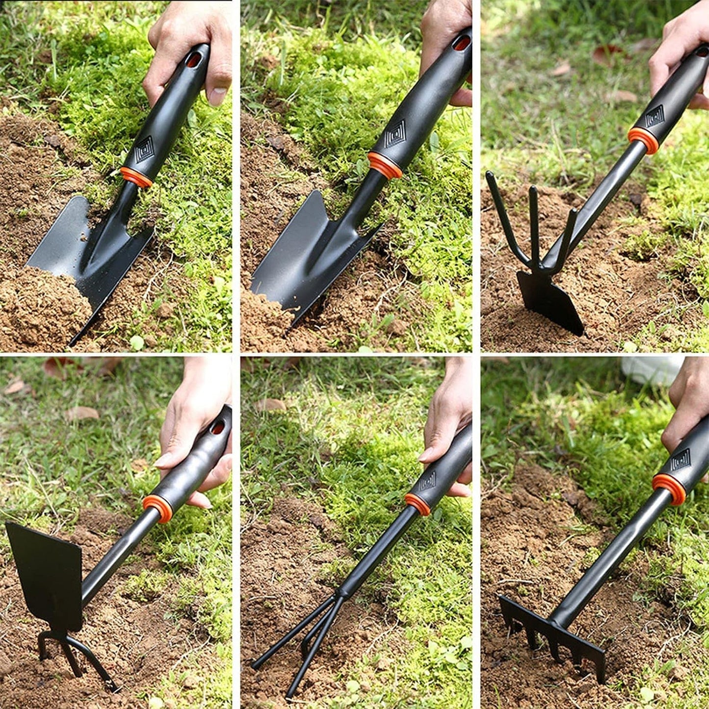 Set 7 Unelte de Gradina , pentru Plantare Prelucrare Sol si Ingrijire Plante, Material PVC si cardboard, 31.5 x 8 cm, negru