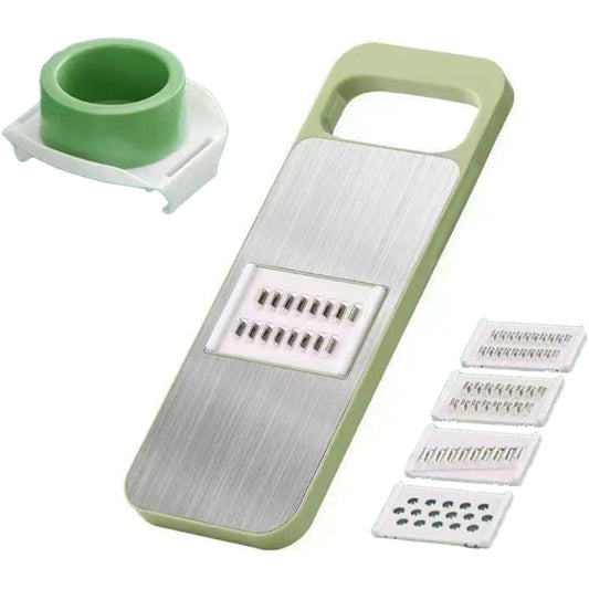 Set Multifunctional din 7 Piese,  pentru Taierea si Maruntirea Legumelor, Uz Casnic,din Otel Inoxidabil, Gri-Verde